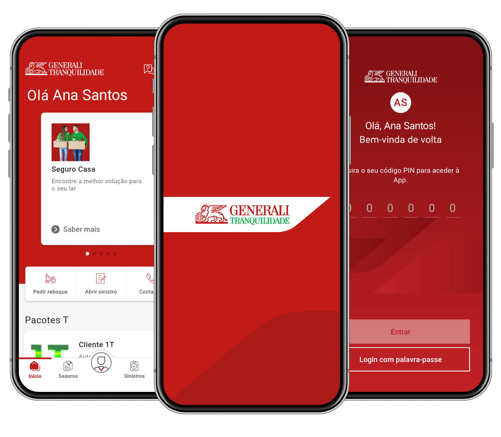 Ecrãs da App Generali Tranquilidade