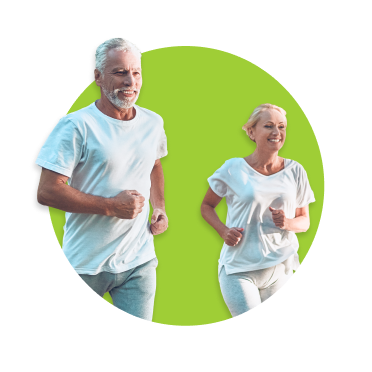 Casal com mais de 55 anos a correr