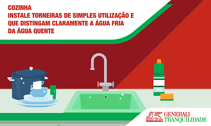 Infografia com conselhos para uma cozinha segura