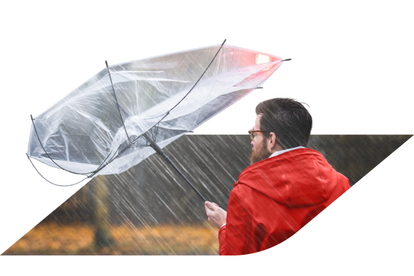 Homem com guarda-chuva