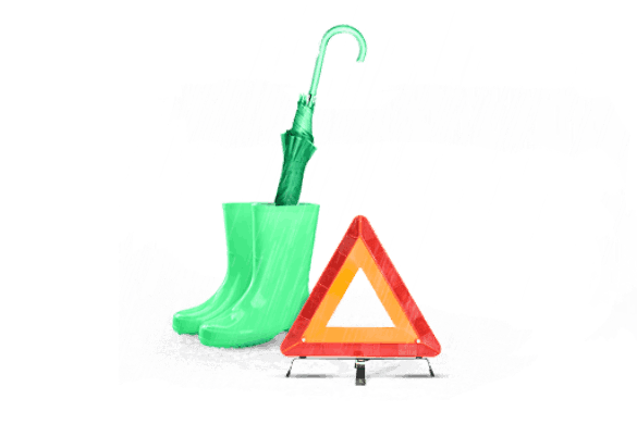 chapéu de chuva, par de botas e triângulo chapéu de chuva, par de botas e triângulo